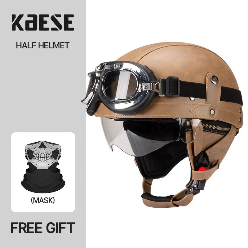 Vintage Half Face Motorcycle Helmet Unisex