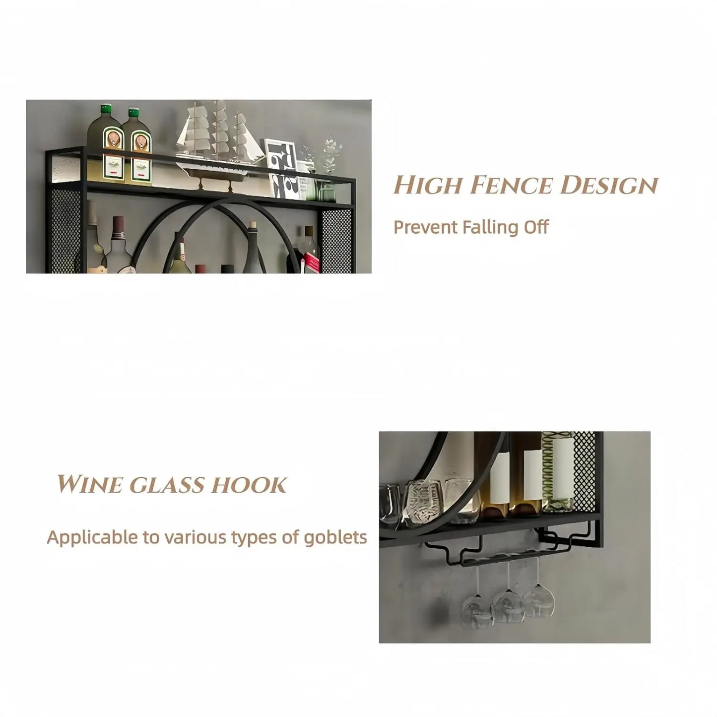 39 Inch Metal Wall Mounted Wine Rack