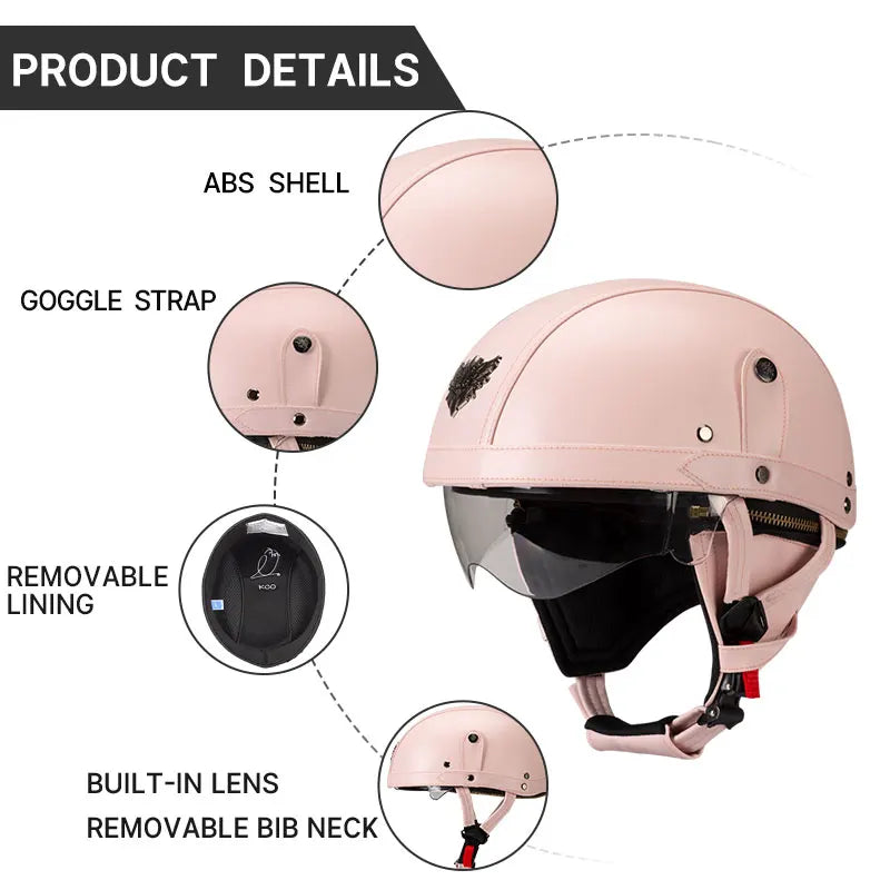 Vintage Half Face Motorcycle Helmet Unisex