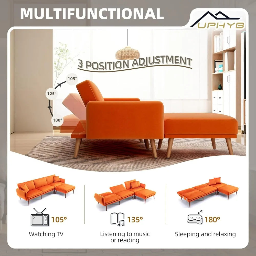 L-Shaped Velvet Sectional Recliner Sofa