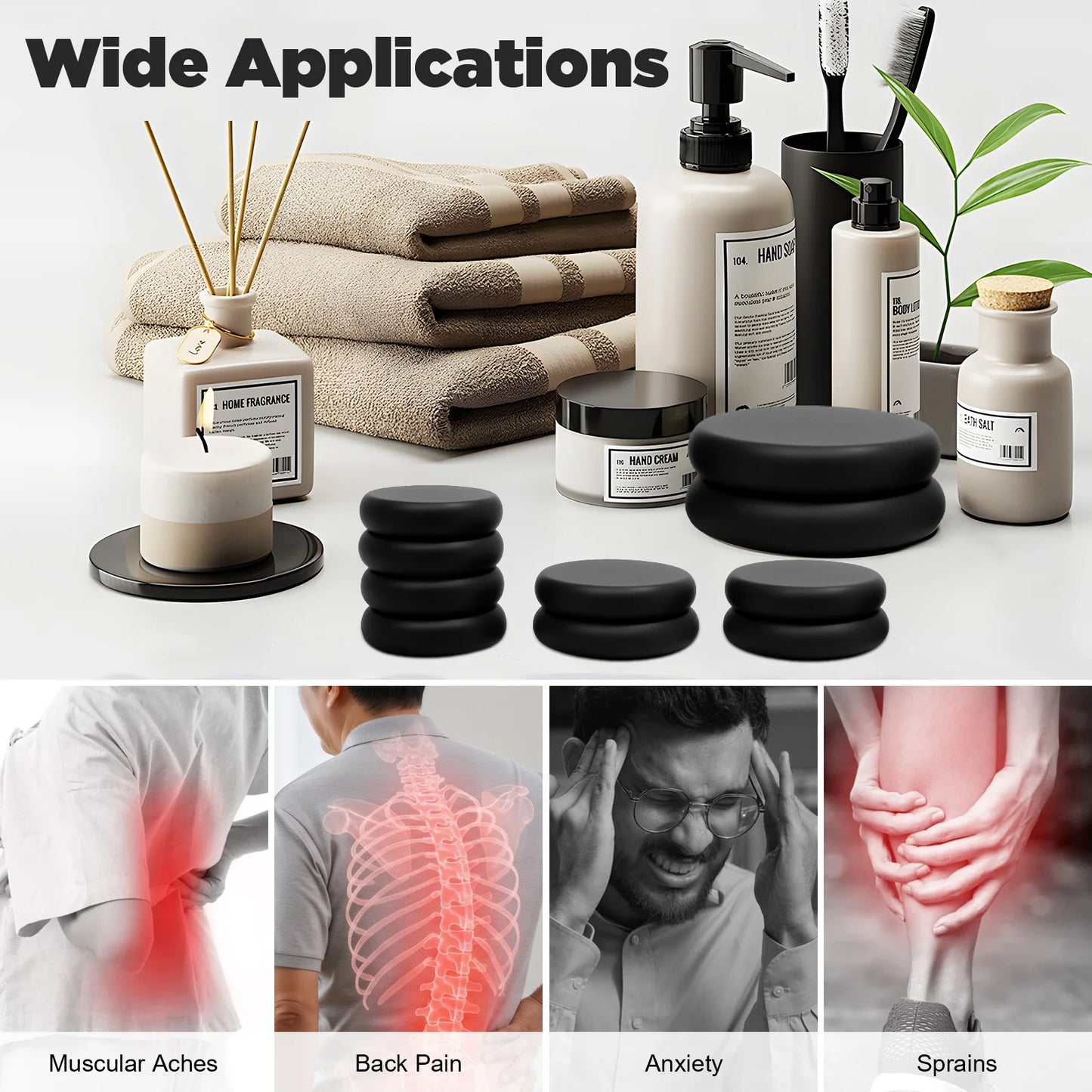 Professional Hot Stone Massage Kit 20pcs Natural Volcanic Basalt Stones