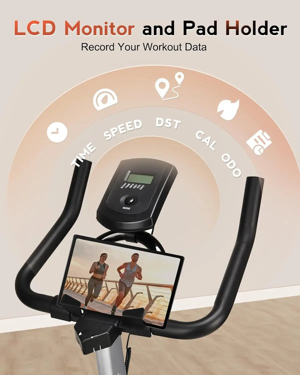 Stationary Bike with Pad Mount & Comfortable Seat Cushion