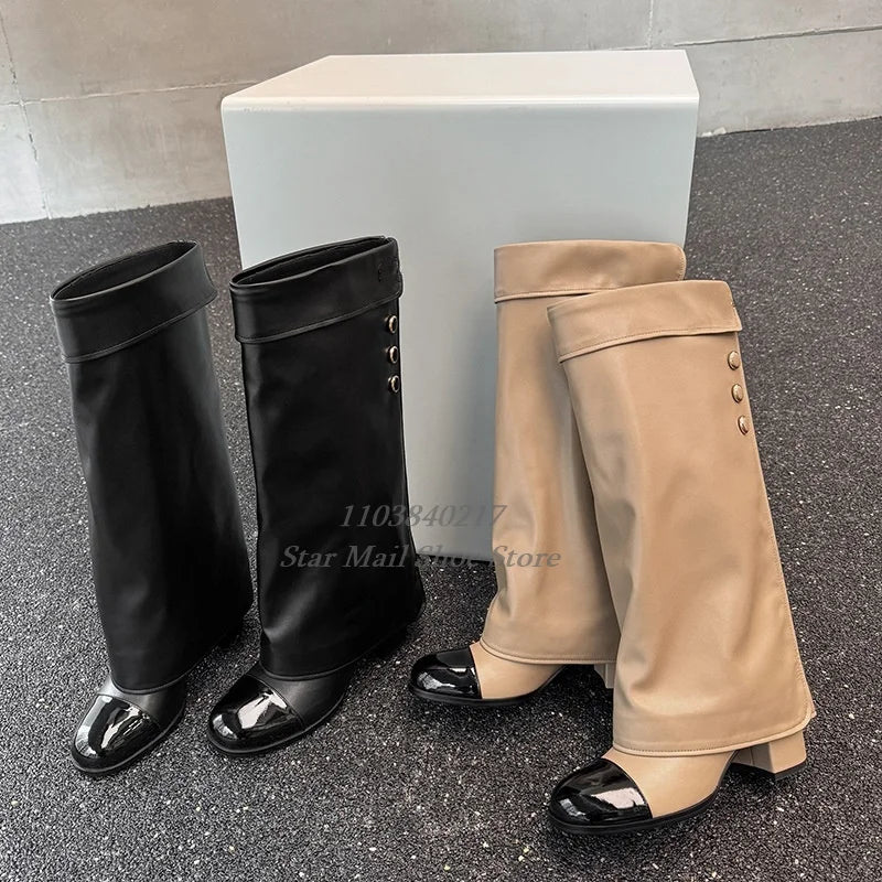 Round Toe Cute Chunky Heel Trouser Boots