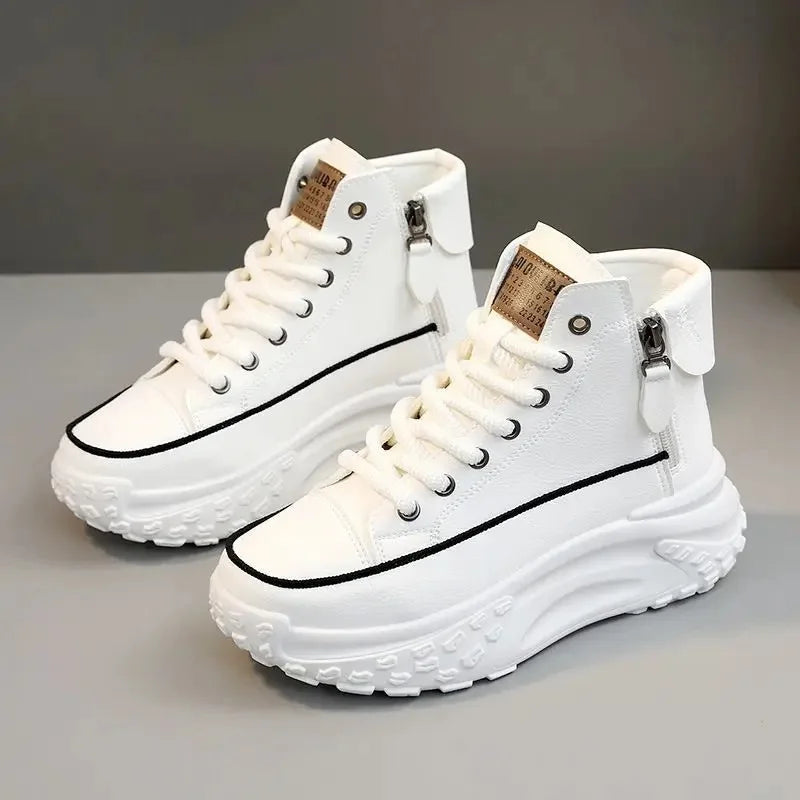 Women's High-Top Casual Lightweight Board Shoes Thick Sole