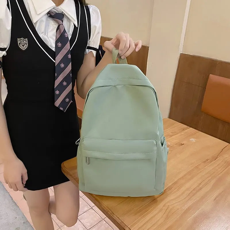 Student Backpack Preppy Style Solid Color