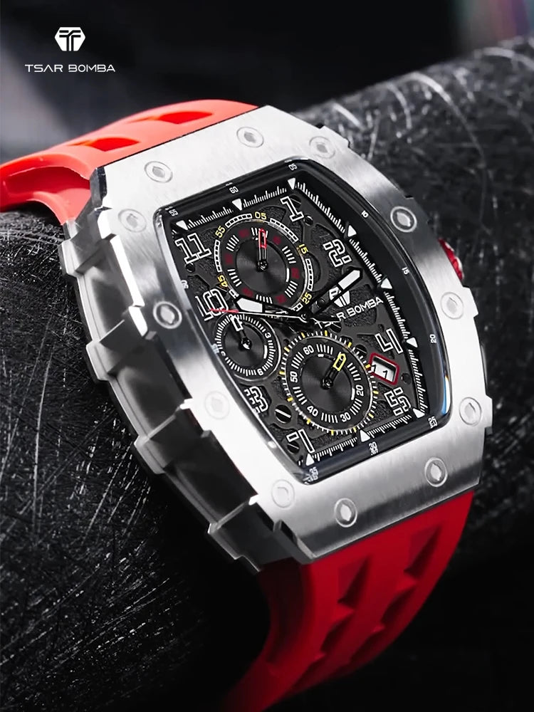 Waterproof Quartz Chronograph Rectangle Wristwatch