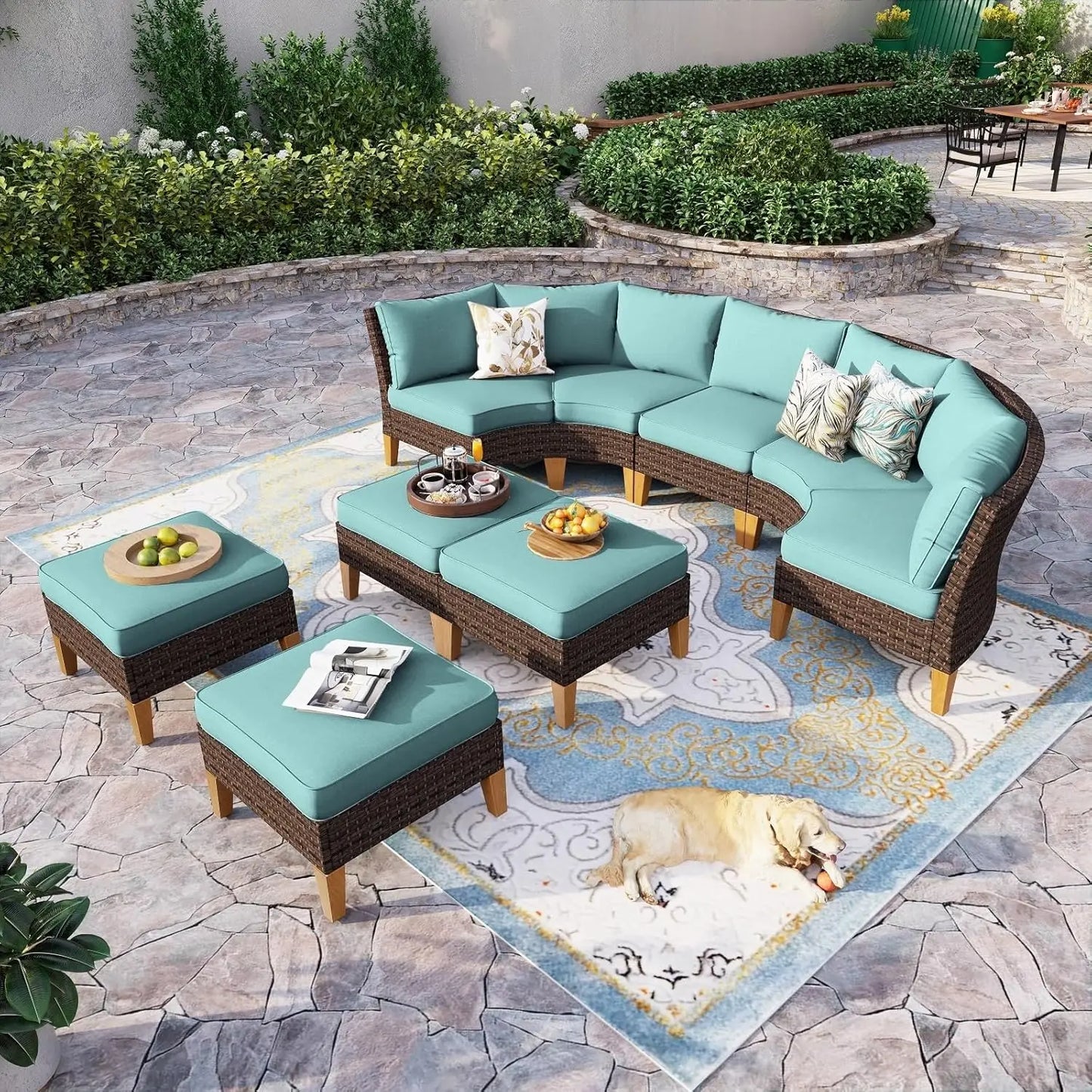 12 Piece Curved Outdoor Sectional Sofa Set