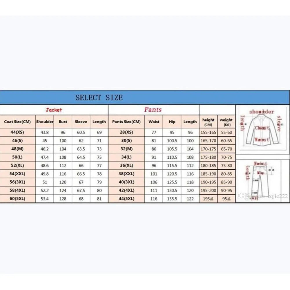 High Quality Men Suits Double Breasted Peak Lapel Slim Fit