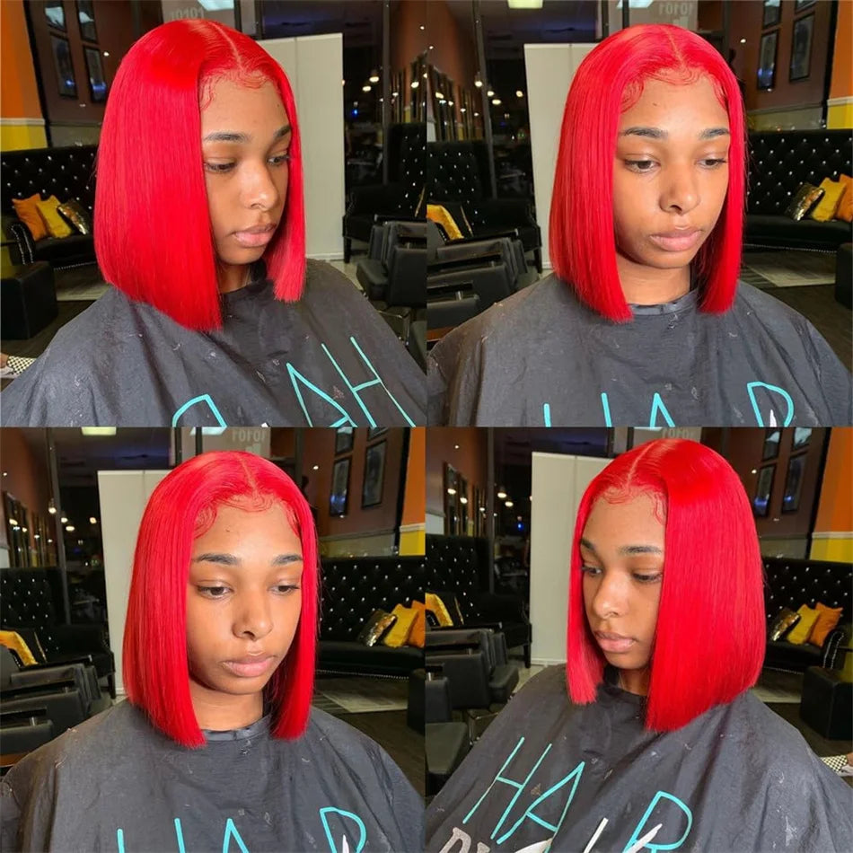 Hot Red Bob 13x4 Lace Front Human Hair Wig Brazilian