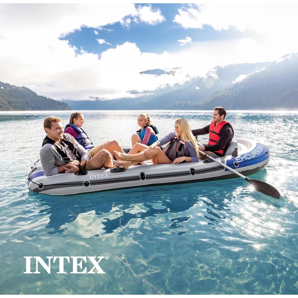 Excursion Inflatable Boat Includes Deluxe 54in Oars and High-Output Pump