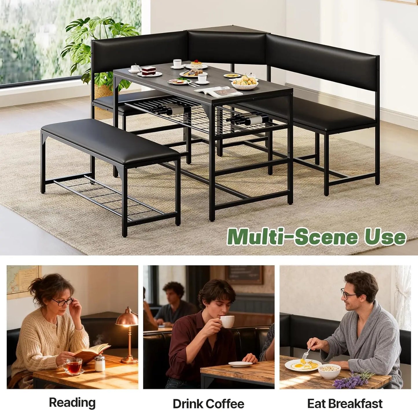 Kitchen Breakfast Nook Table Set with Soft Seat