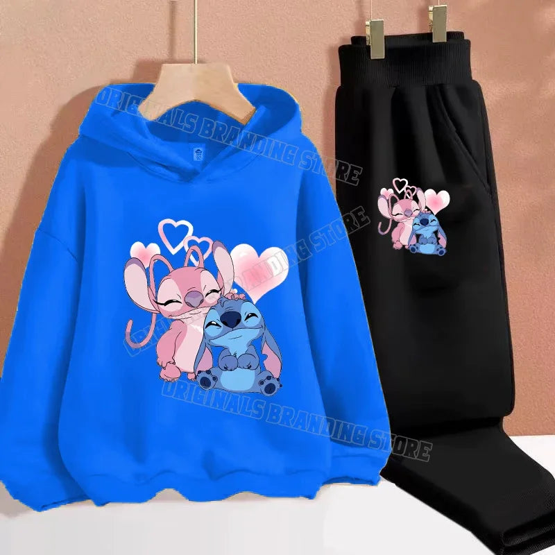 Lilo & Stitch Hoodie Set Casual Tracksuit