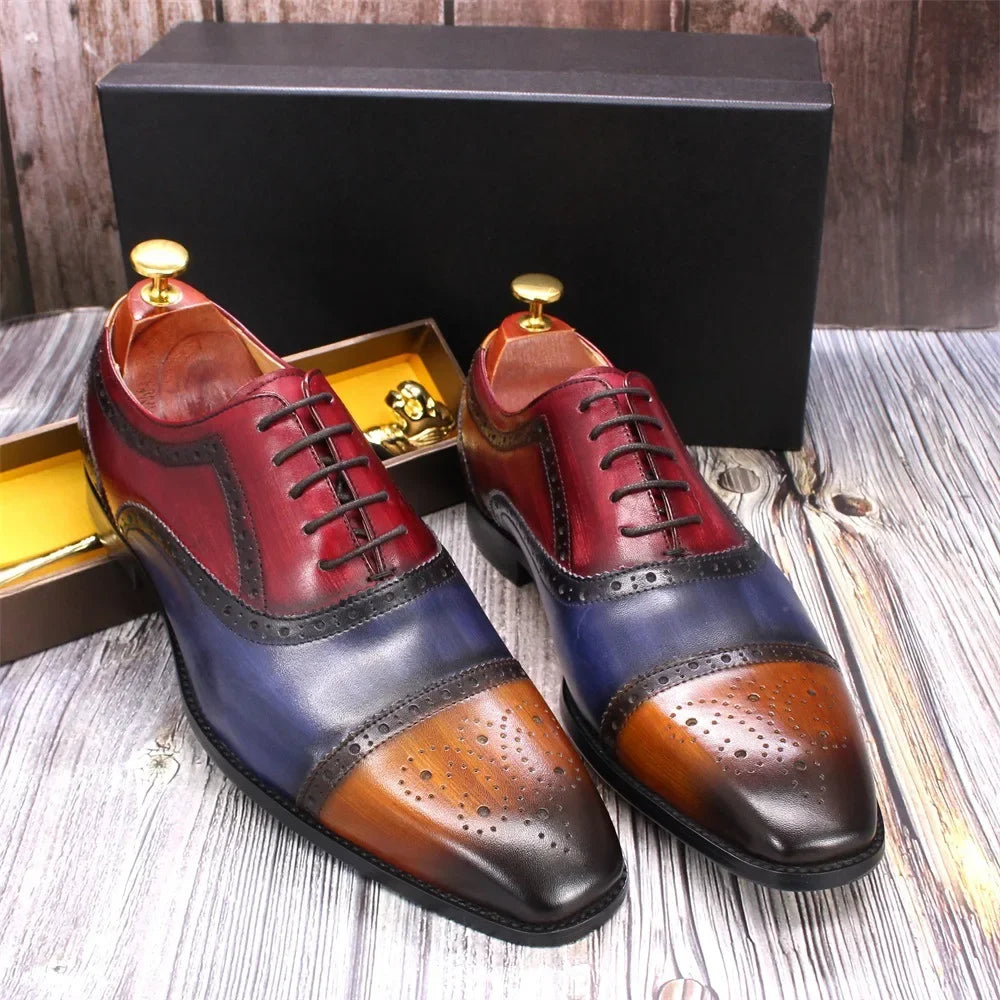Luxury Brand Designer Men Oxford Shoes Genuine Leather