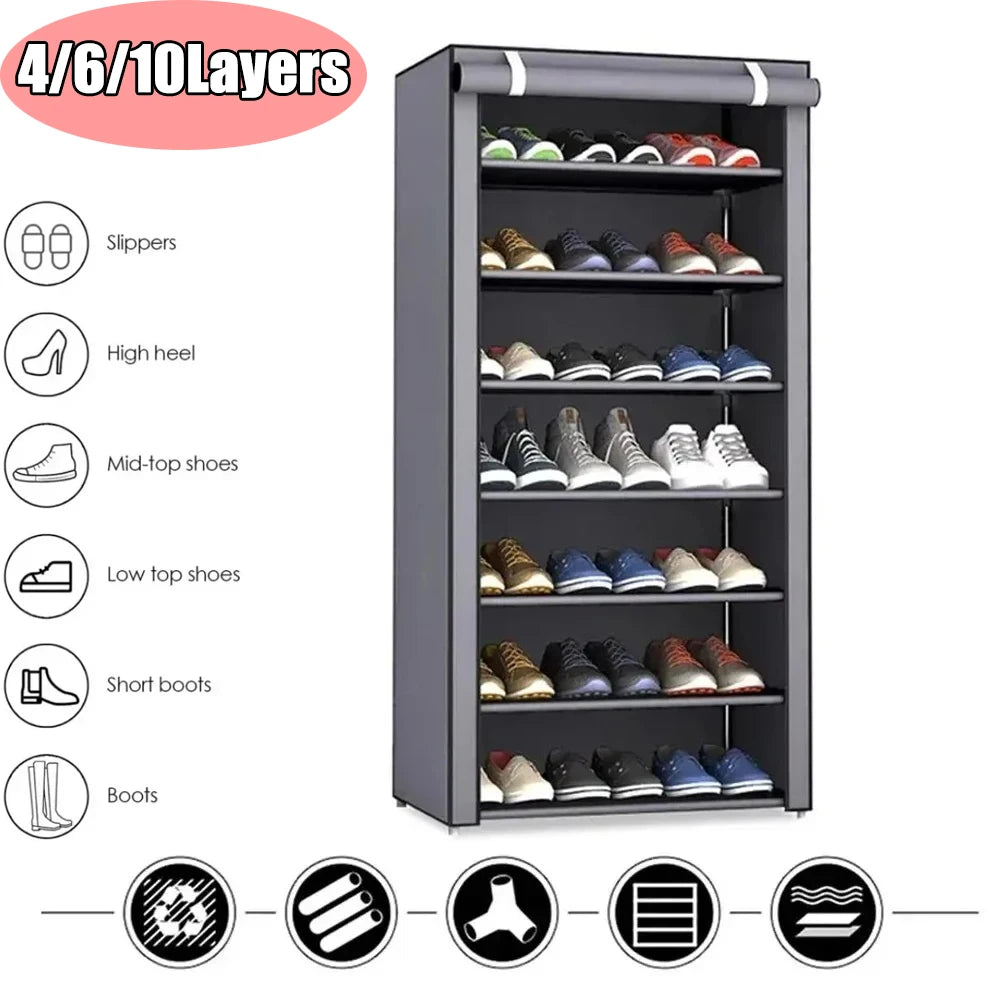 Shoe Rack Organizer Dustproof Space-Saving Shoe Shelf