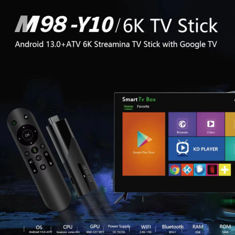 New Smart TV Stick 8K BT5.2 Wifi 6 Quad Core Cortex A53 Voice Assist