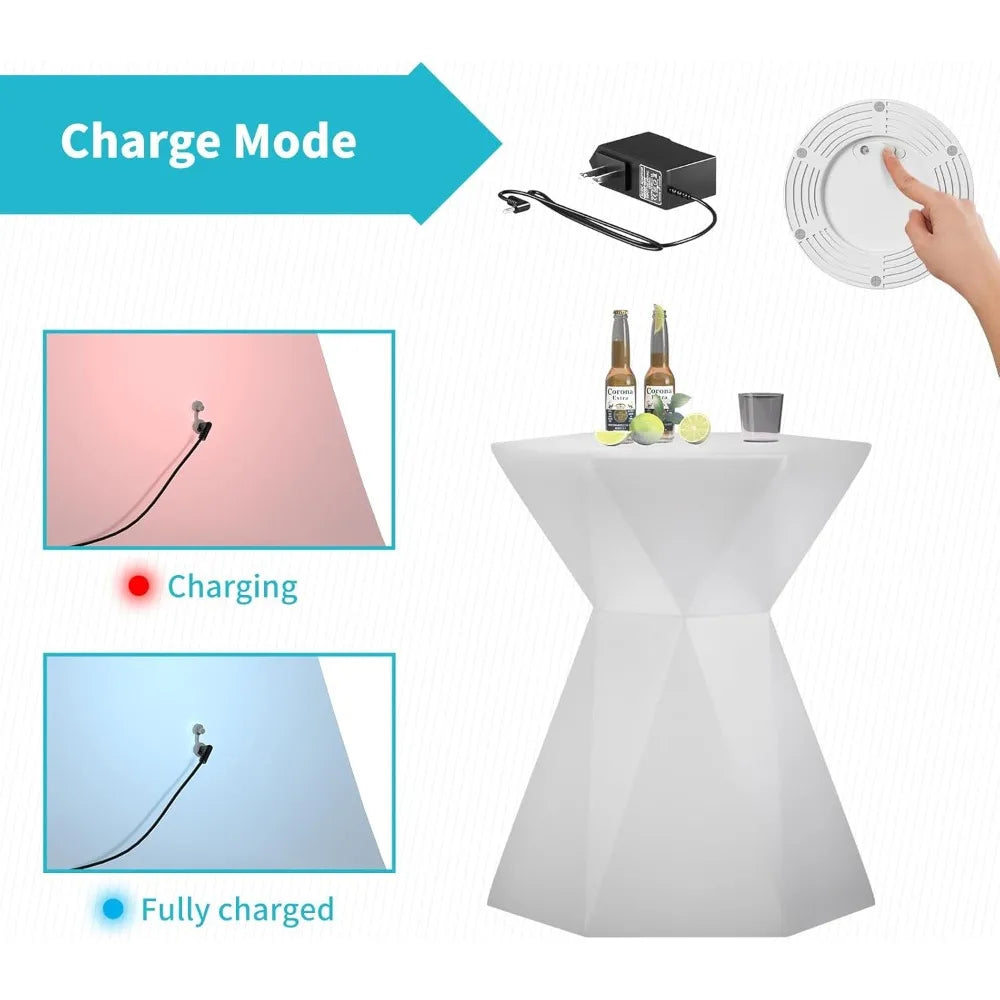 LED Cocktail Table with Multi-Colored Lights and Remote Waterproof