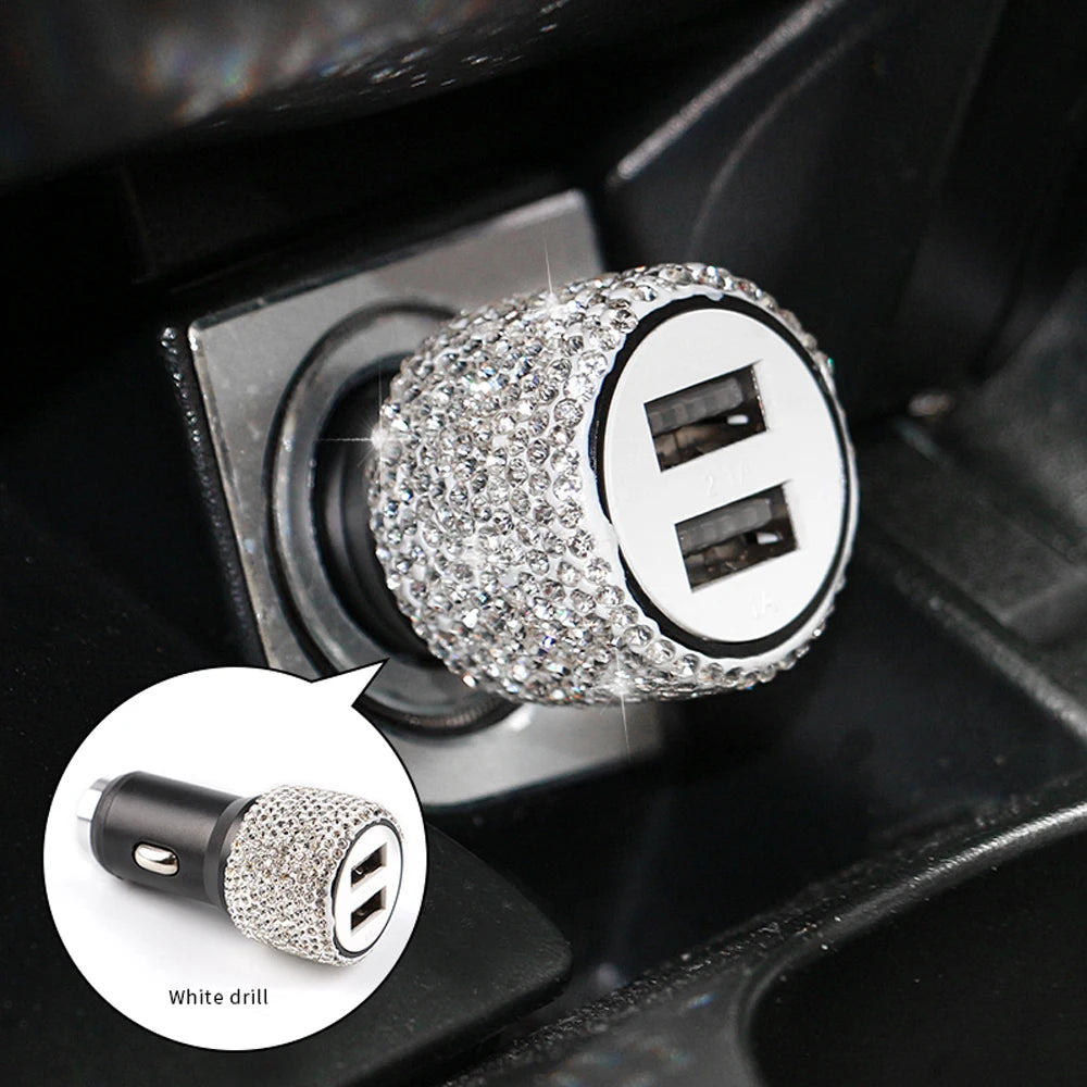 Bling Dual Port Fast Adapter Pink Diamond Accessories for Women