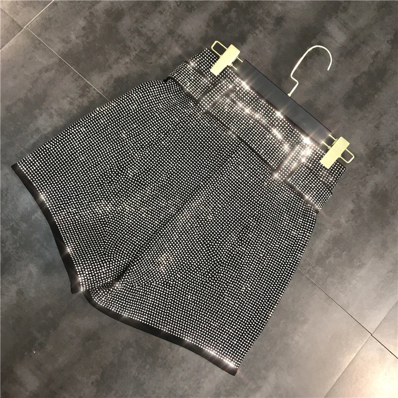 Black Rhinestone Belt Shorts