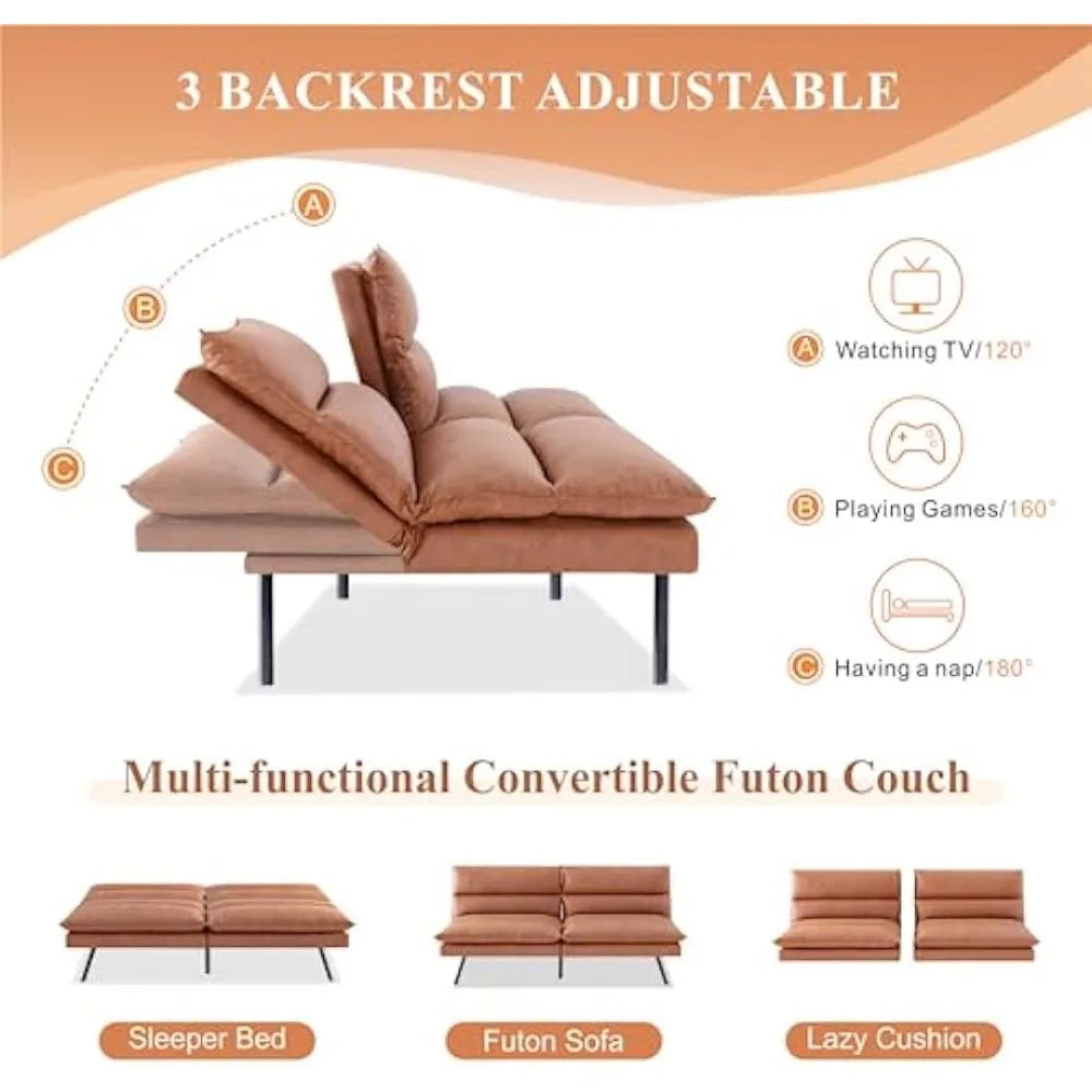 Faux Leather Memory Foam Sleeper Sofa