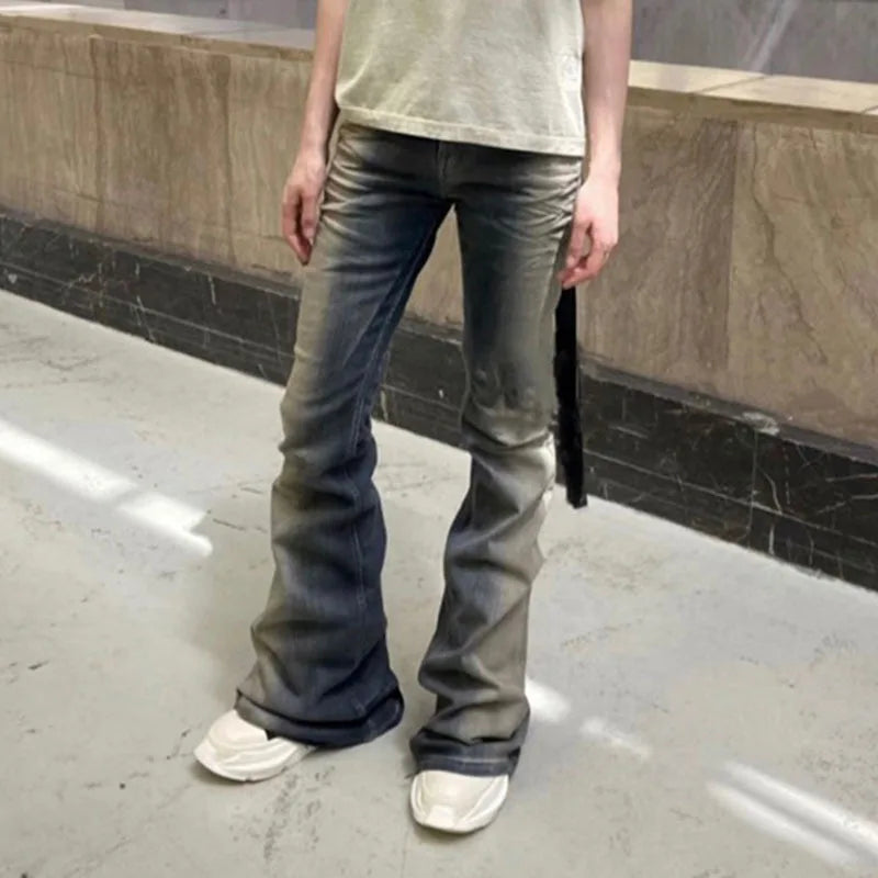 Niche Wash Gradient Floor Mop Casual Fashion Flared Pants