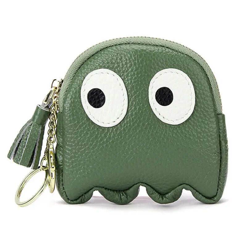 Cute Cartoon Genuine Leather Mini Coin Purse with Keychain