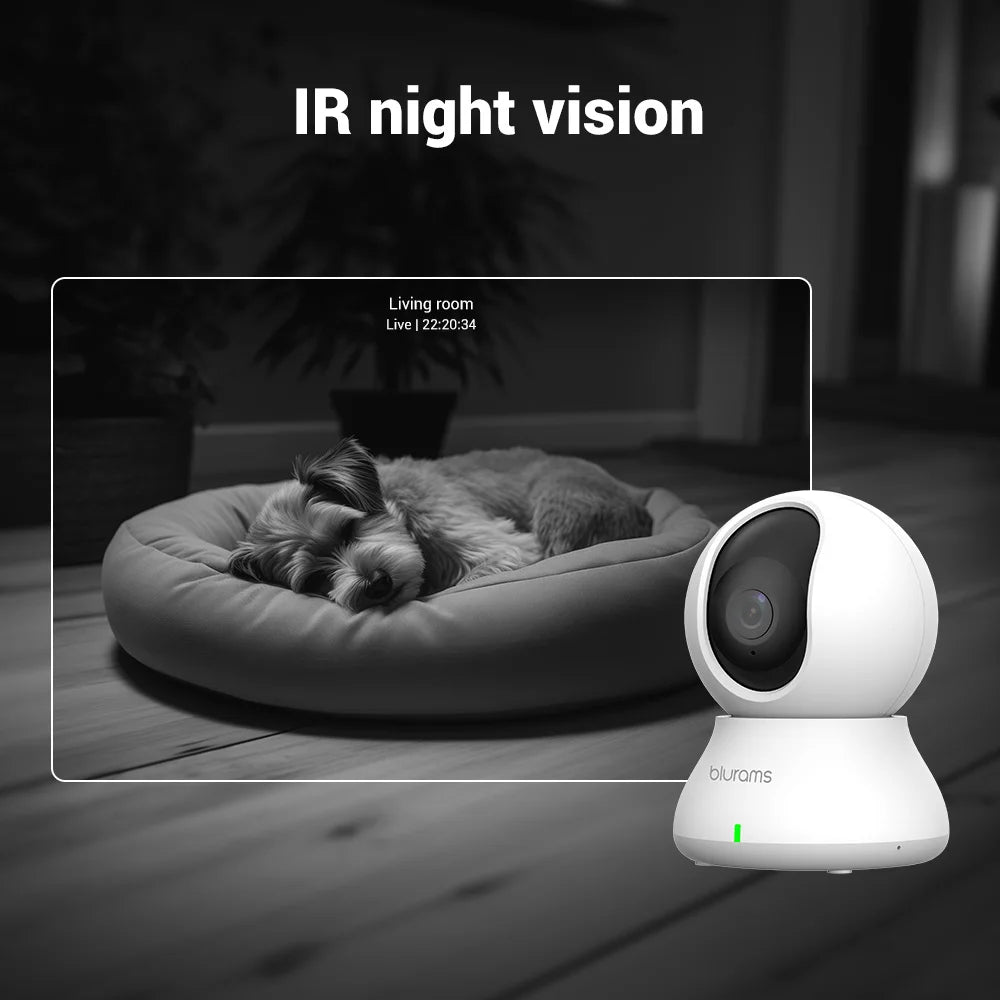 2.4GHz WiFi Indoor CCTV Camera with Phone App, 2-Way Talk, Night Vision