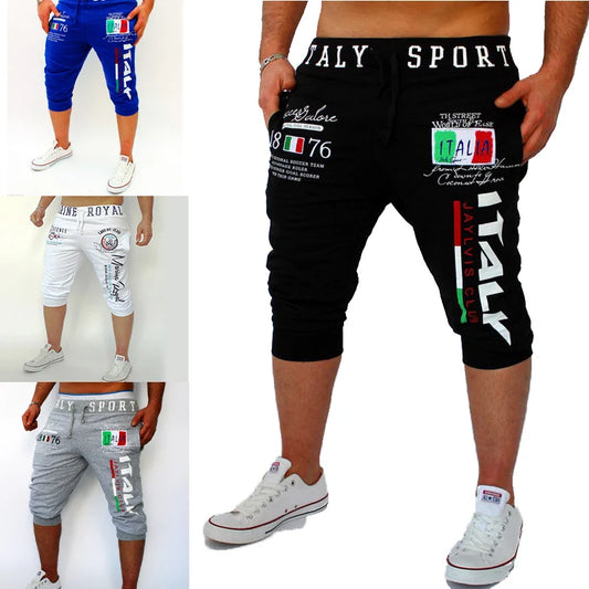 Men's Athletic Capri Drawstring Print Sweatpants