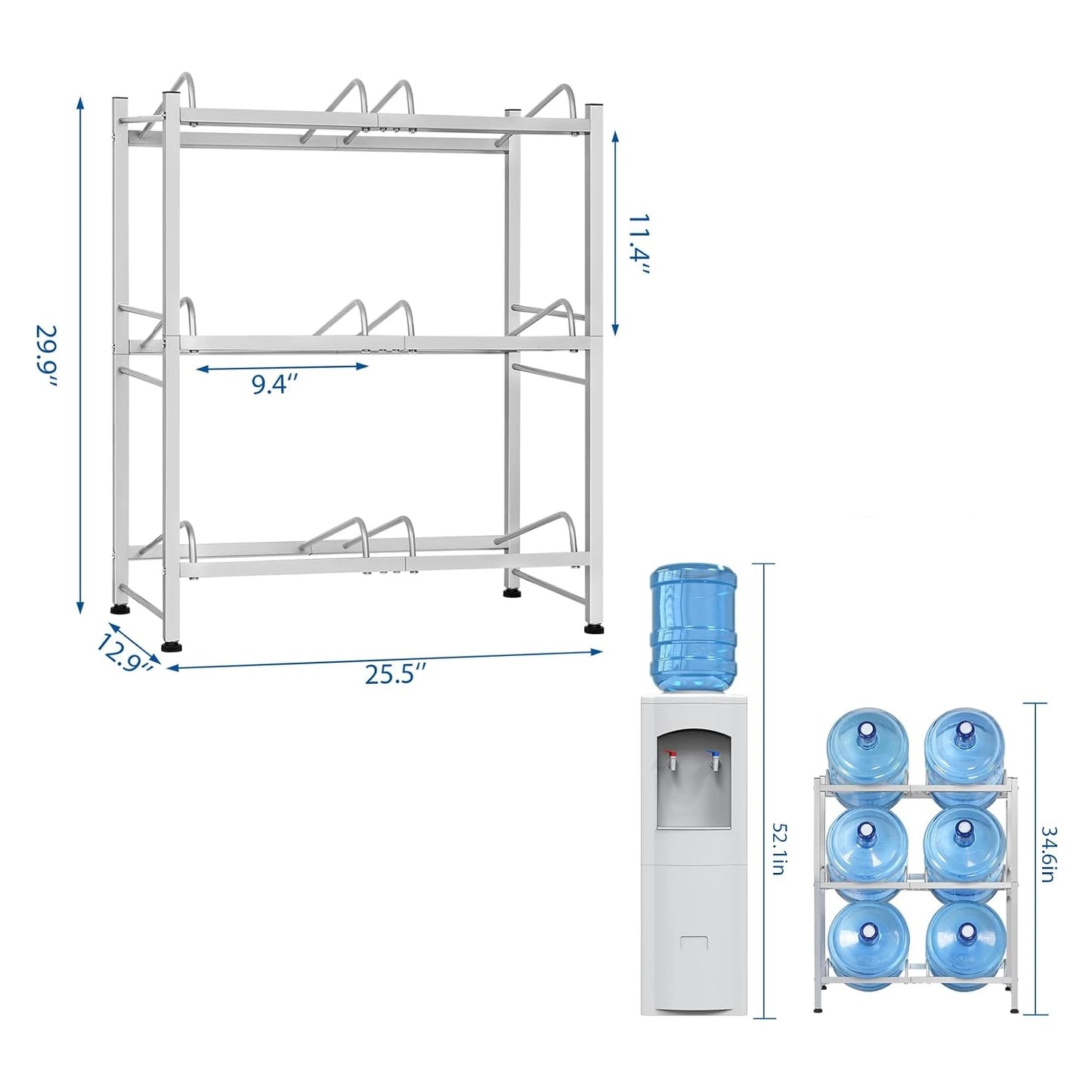 5-Gallon 3-Layer Water Bottle Holder for 6 Bottles with a Lift