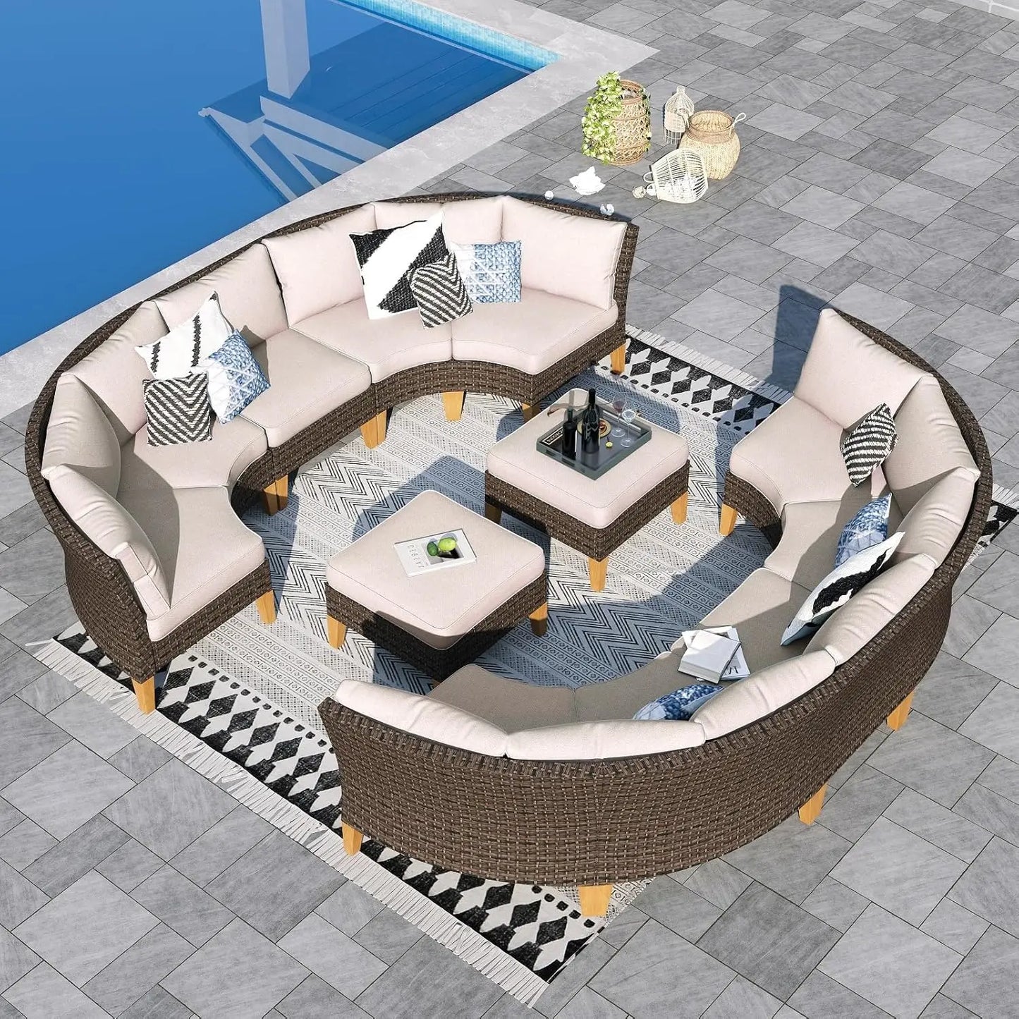 12 Piece Curved Outdoor Sectional Sofa Set