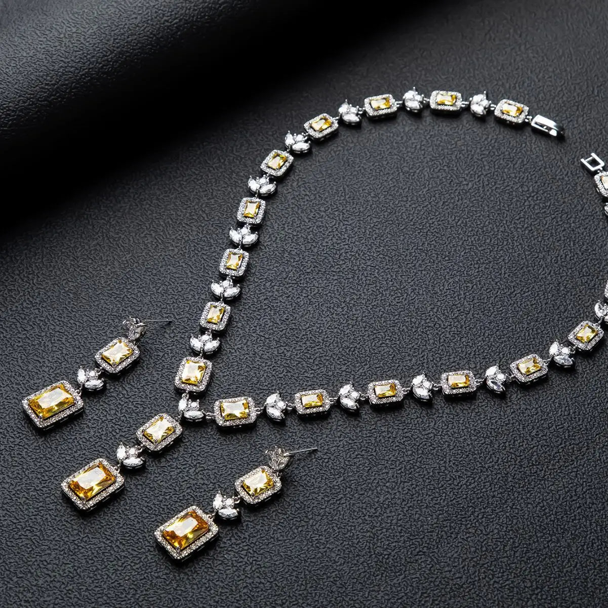 Luxury Yellow Crystal  Jewelry Set
