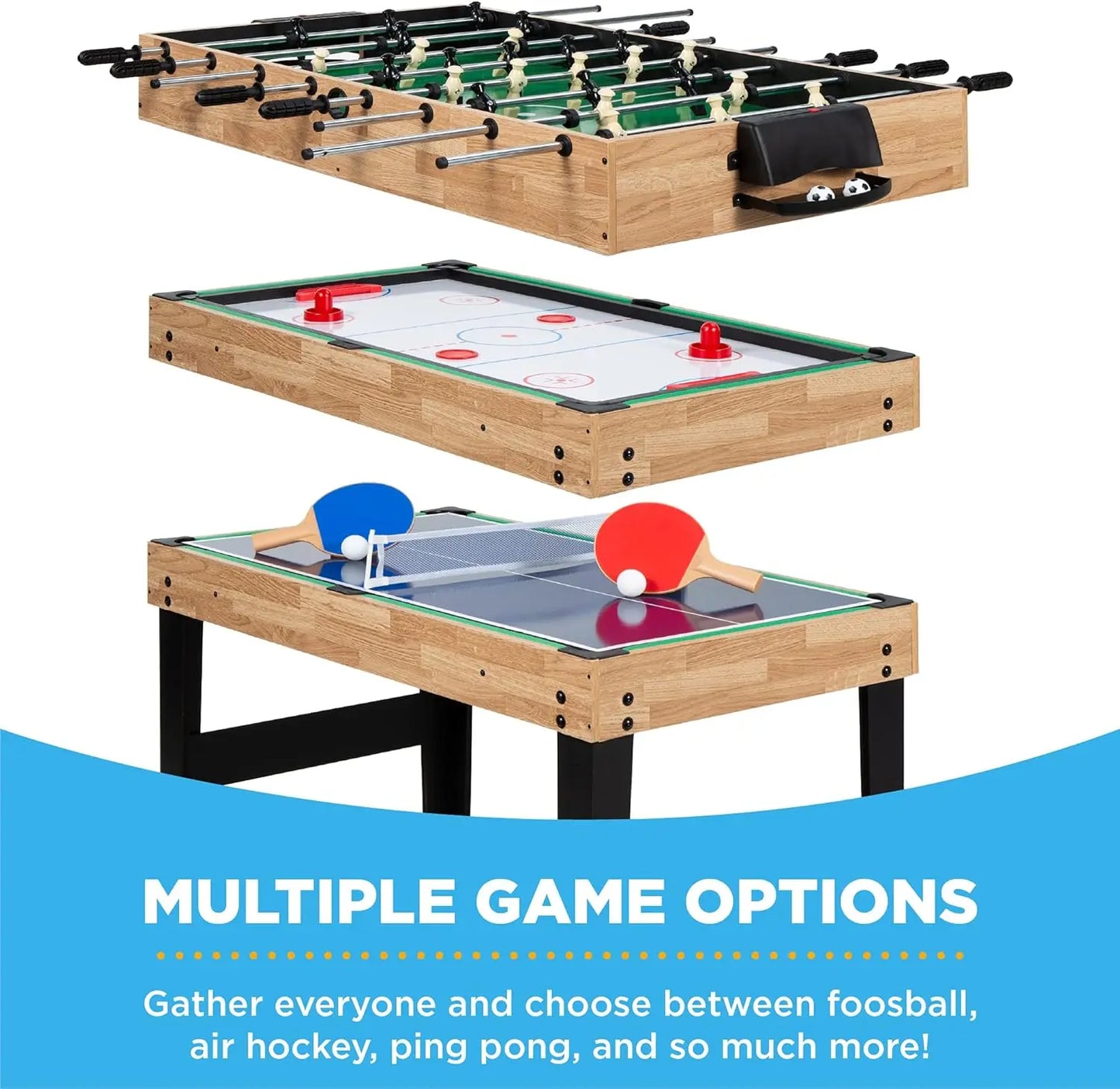 2x4ft 10-in-1 Combo Game Table Set/Hockey, Foosball, Pool, Shuffleboard, Ping Pong