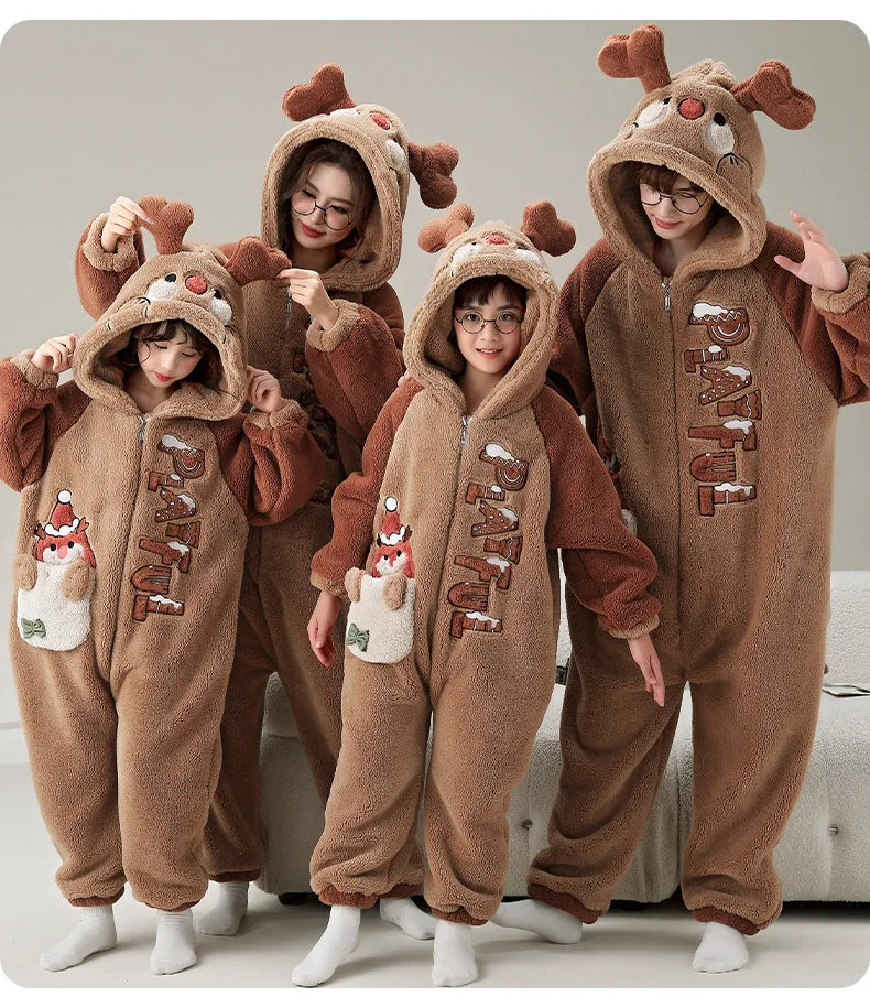 Christmas Fleece Jumpsuits Animal Pajamas