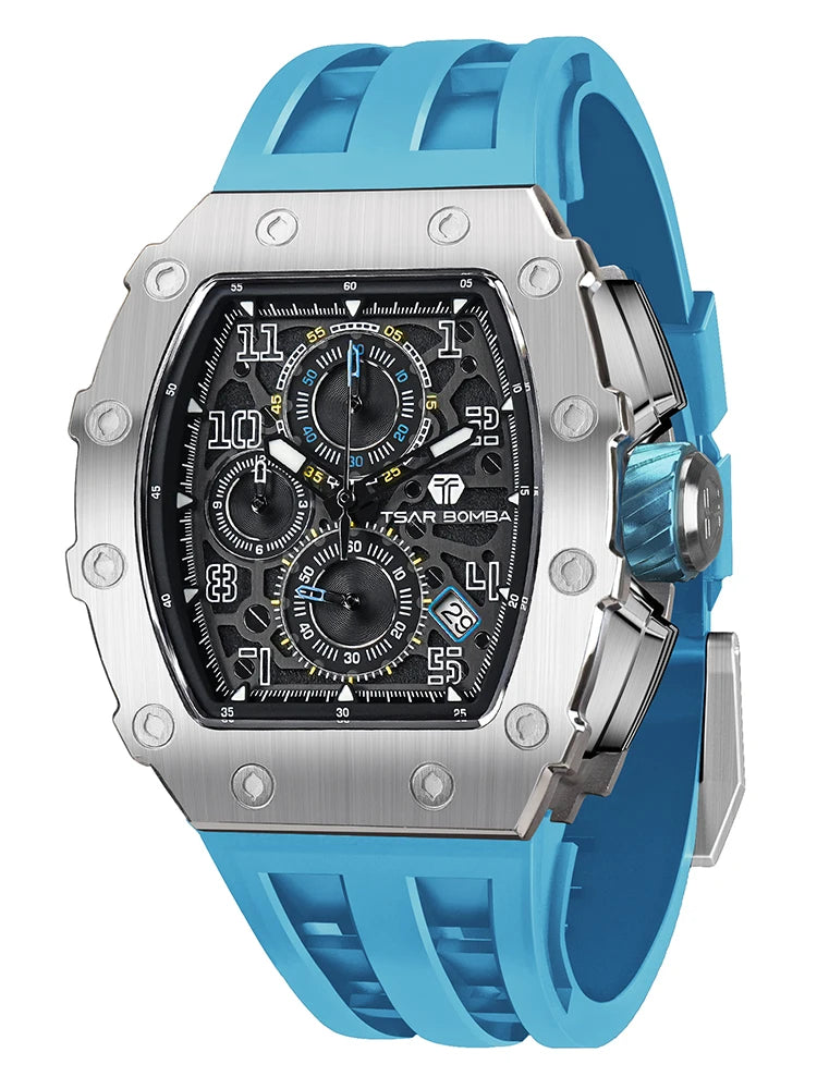 Waterproof Quartz Chronograph Rectangle Wristwatch