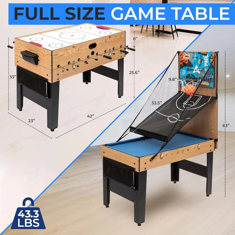 48" 6-in-1 Multi Game Table, Full-Size Indoor and Outdoor