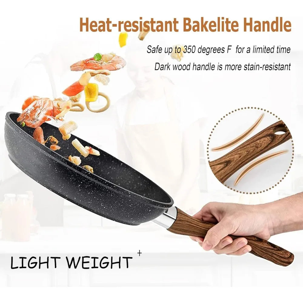 Non Stick 30 Piece Black Granite Cooking Pans Set Pan Kit
