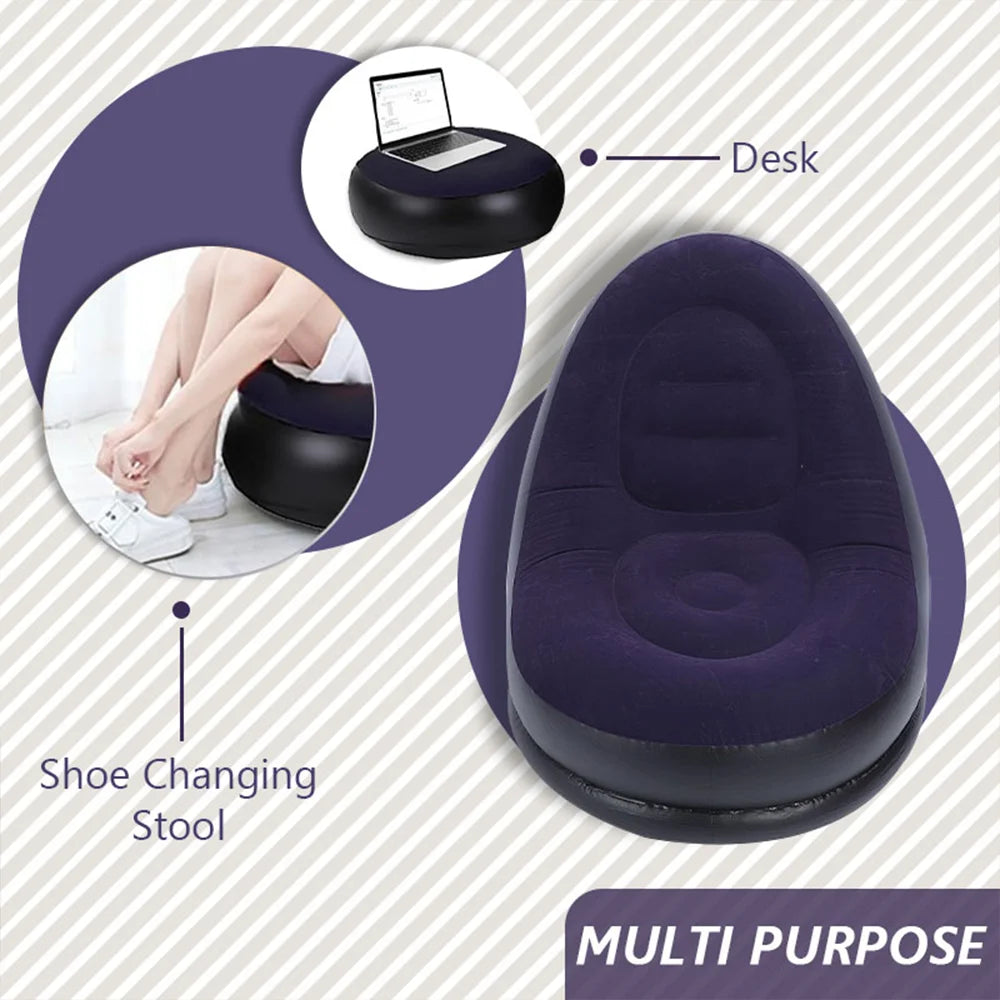 Inflatable Leisure Bean Bag Sofa w/Footstool
