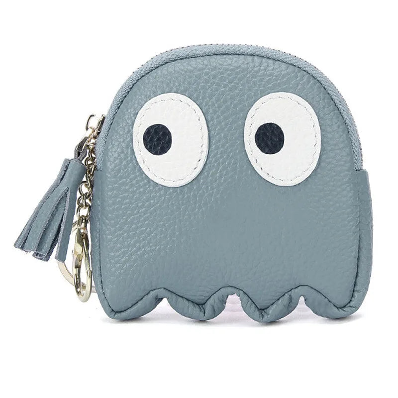 Cute Cartoon Genuine Leather Mini Coin Purse with Keychain