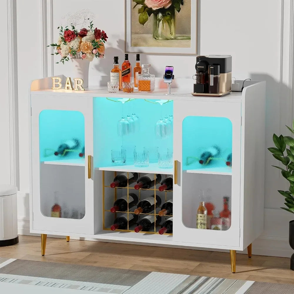 Cabinet Bar with Power Outlet and LED Lights