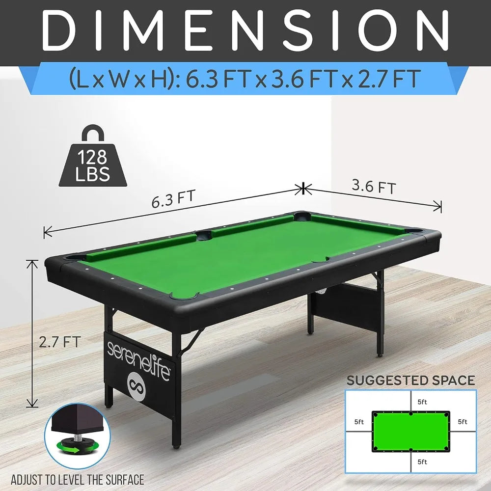 6-Ft Folding Pool Table with Safety Anti Collapse Locks