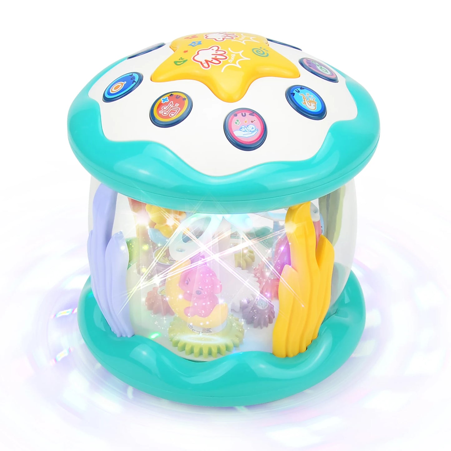 Baby multifunctional light and music hand drum educational toy