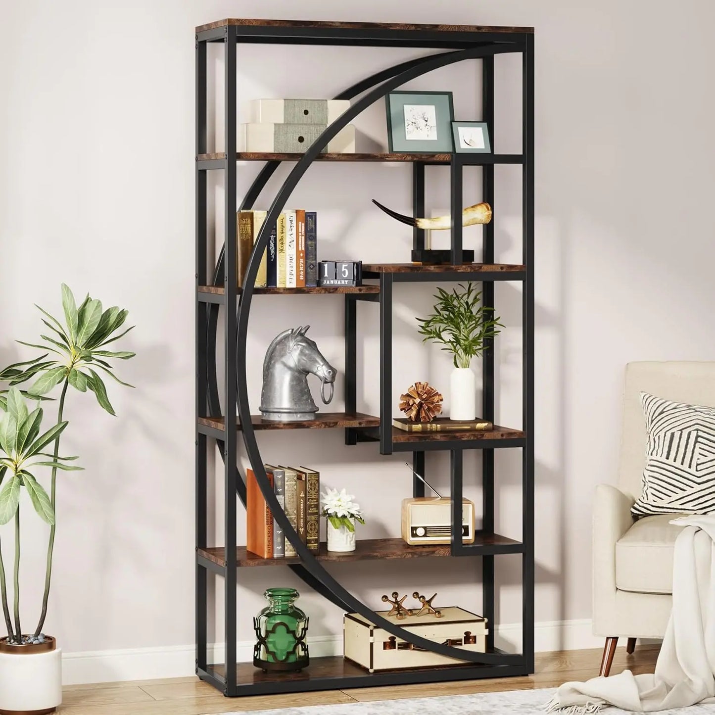 5-Tier Etagere Bookcase, 70.8 inch