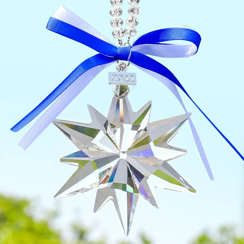 Colorful Transparent Crystal Snowflake Hanging Ornament