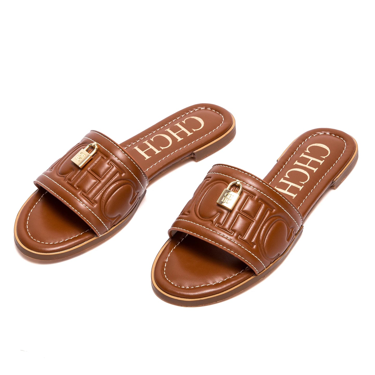 CHCH Women's Flat Embossed Sandals