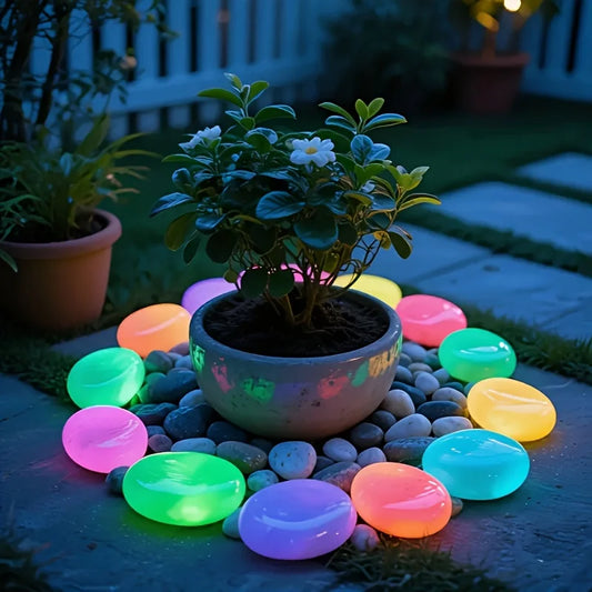5/10 Pcs Luminous Pebbles 4.5cm Diameter Garden Landscape