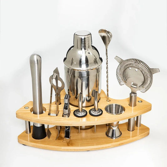 11pcs Stainless Steel Bartender Kit with Stand Cocktail Shaker