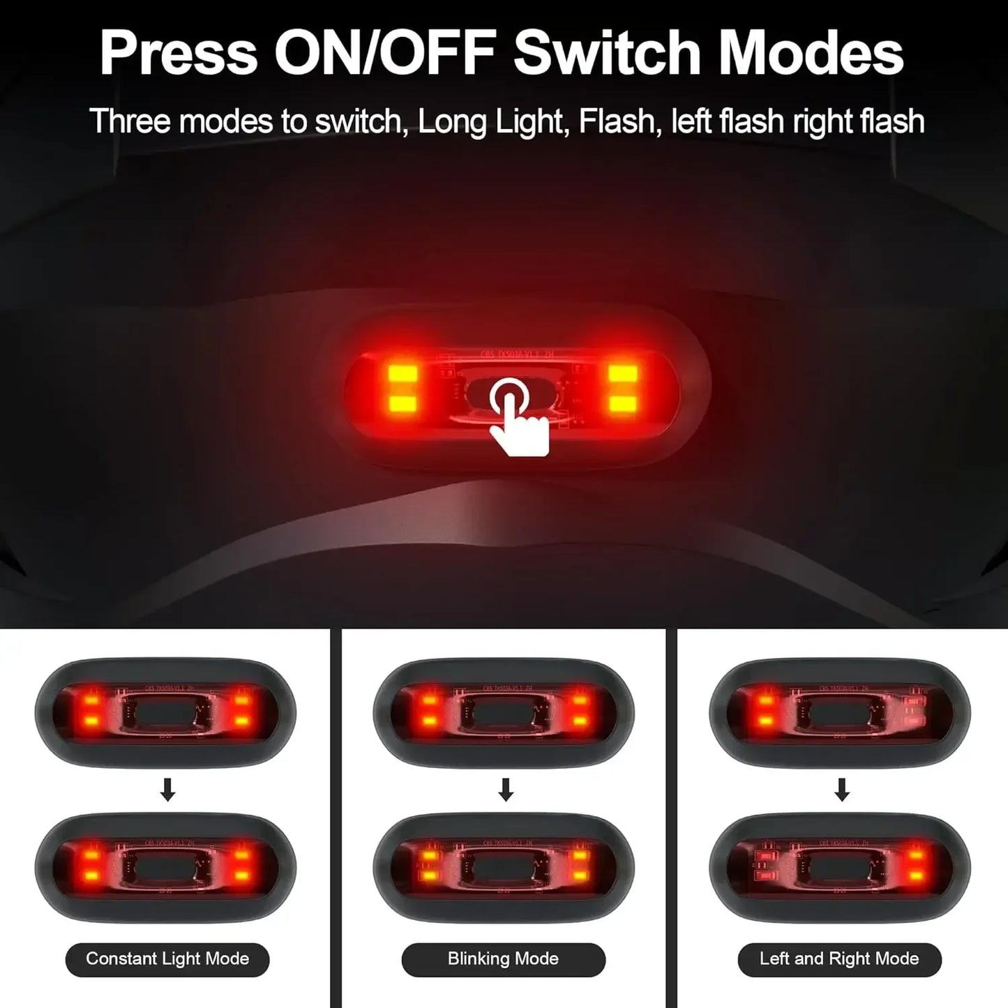 Motorcycle Helmet Light Rechargeable Flashing Tail Light
