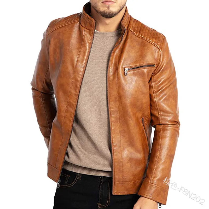 Leather Motorcycle Style Fashion Outerwear