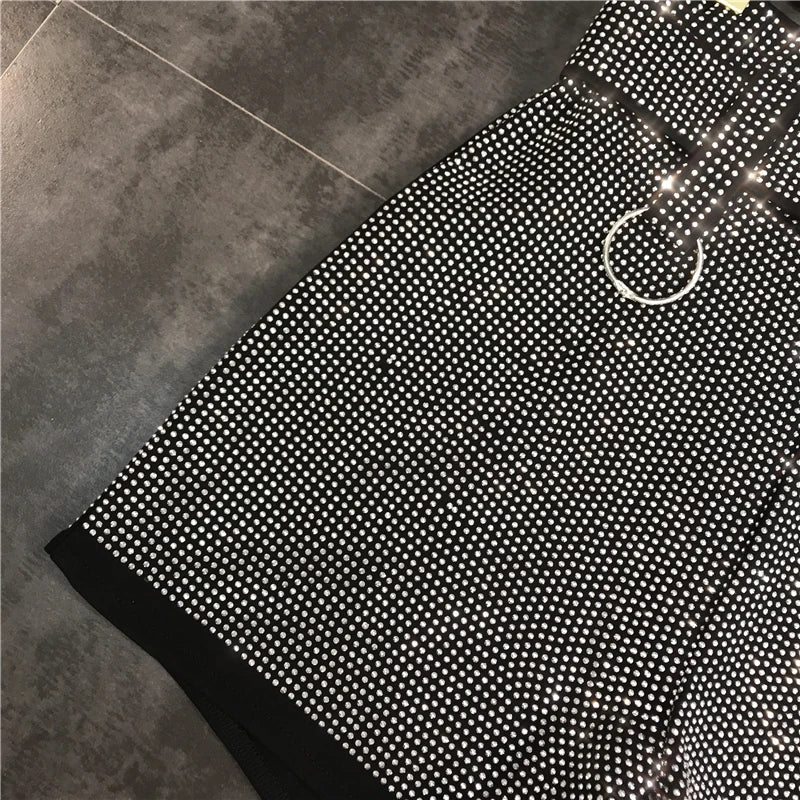 Black Rhinestone Belt Shorts