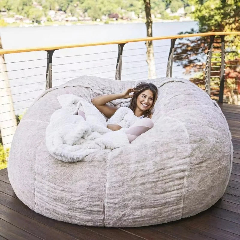 Plush Lazy Boy Faux Fur Bean Bag Sofa