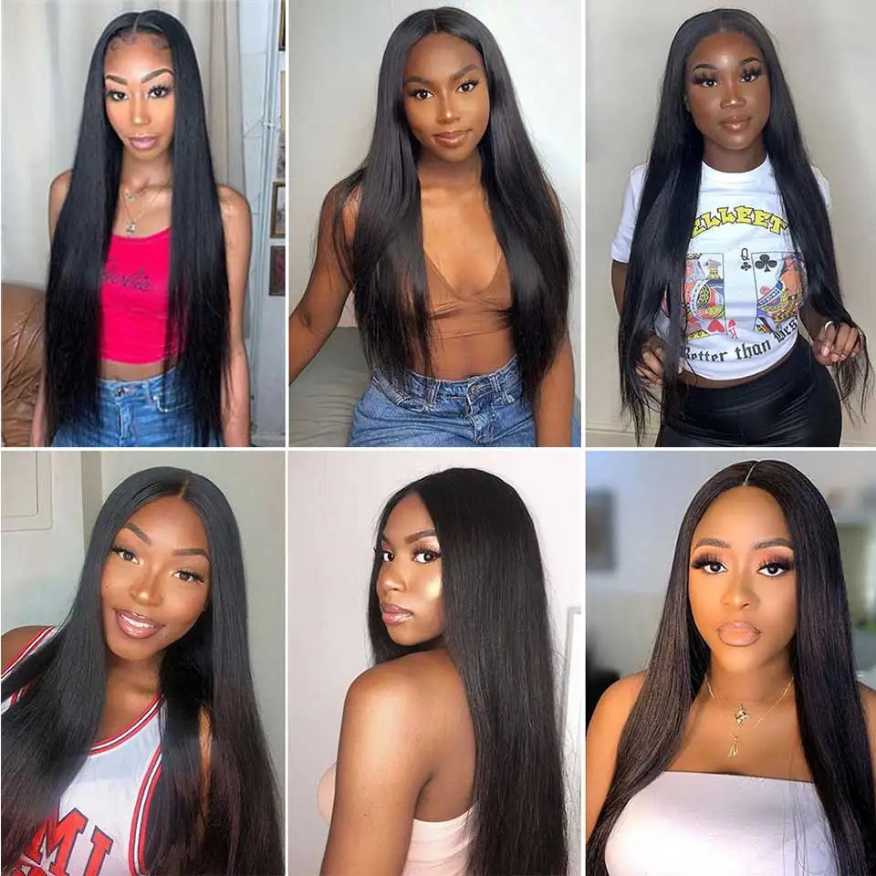 Smooth Straight Human Hair Ready To Wear Pre Cut 13x4 Lace Front Wigs